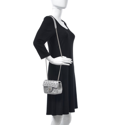 Chanel Metallic Lambskin Chevron Quilted Studded Mini Flap Silver 2 of 7