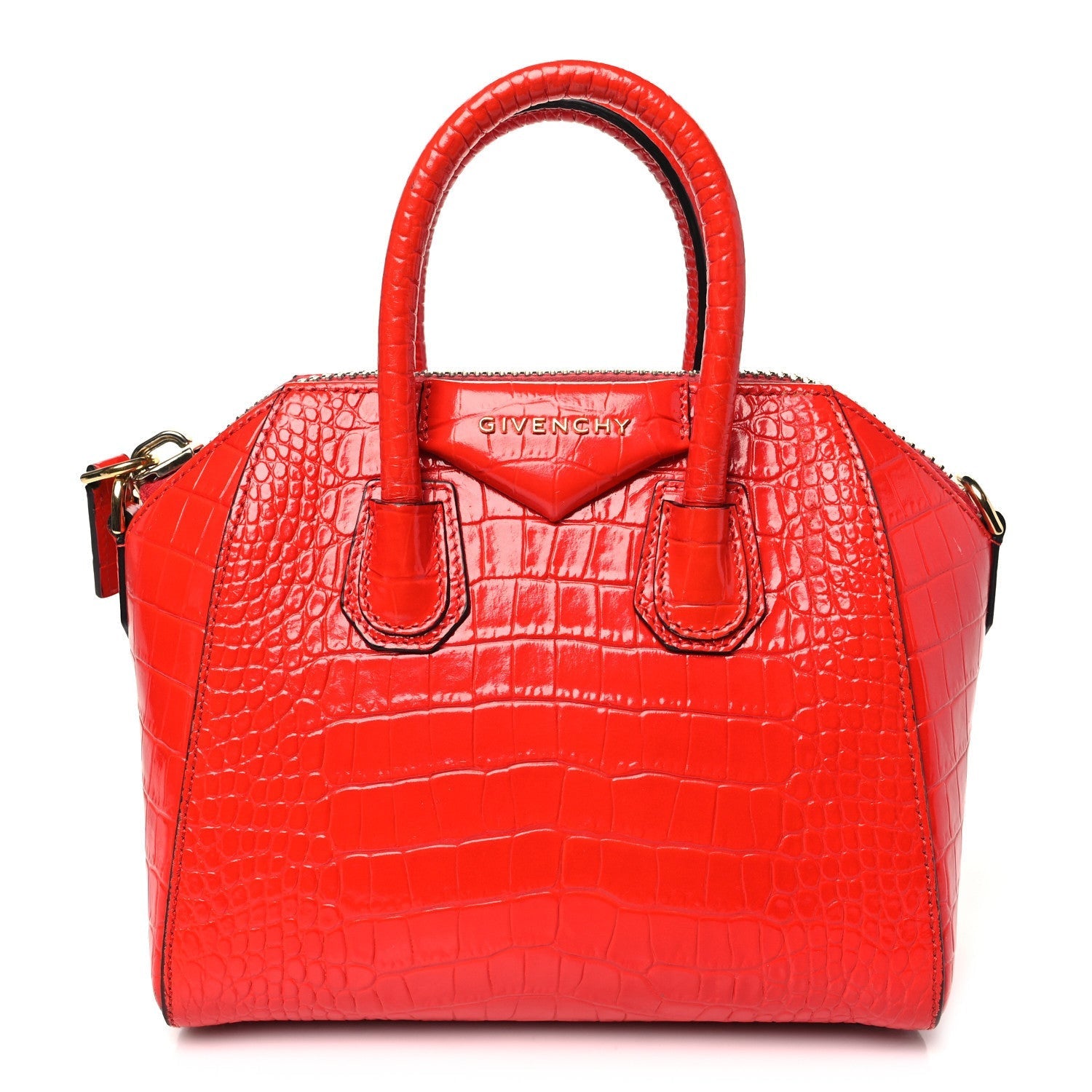 Givenchy Calfskin Crocodile Embossed Mini Antigona Red 1 of 7