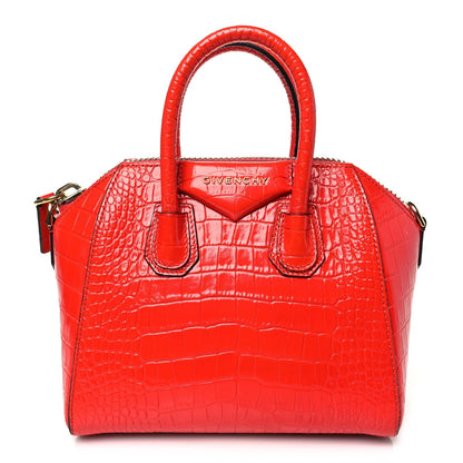 Givenchy Calfskin Crocodile Embossed Mini Antigona Red 1 of 7