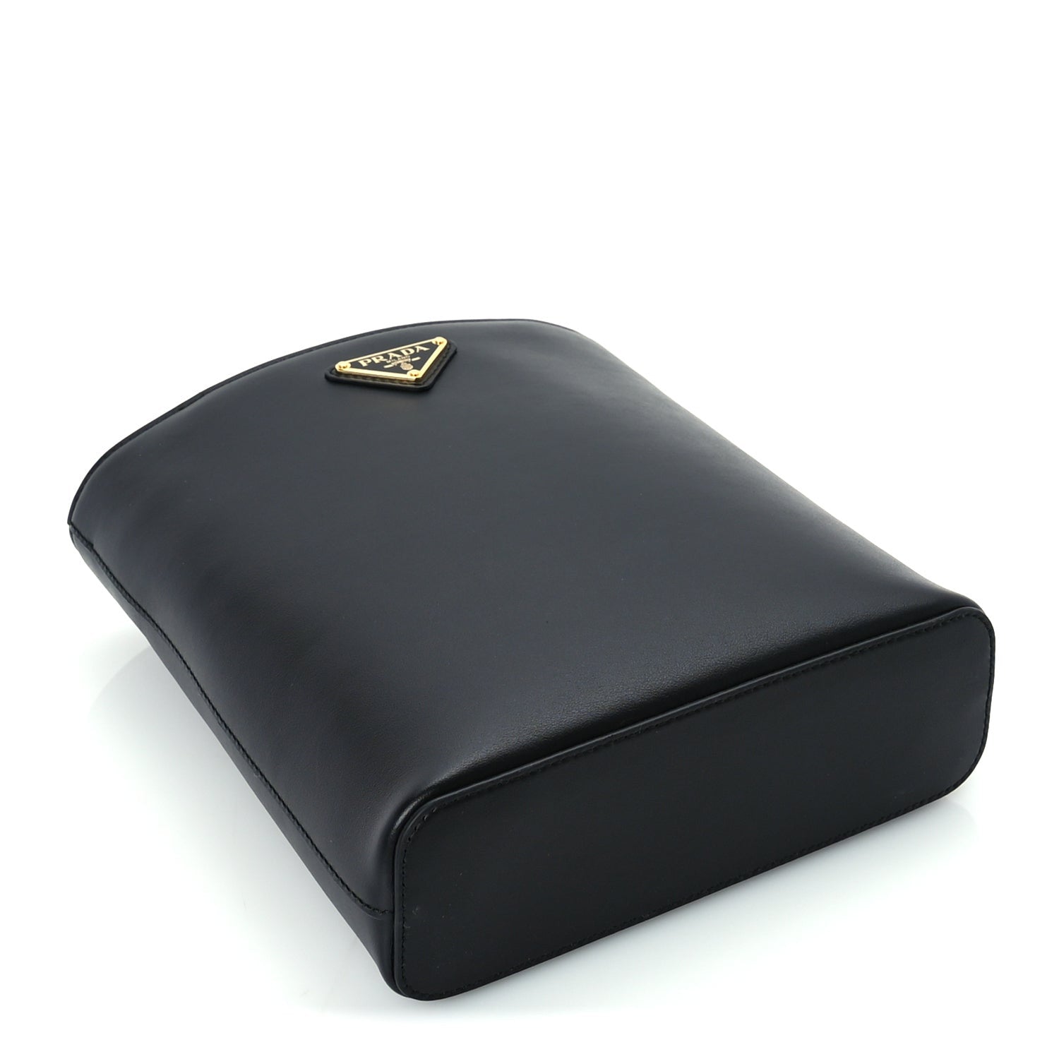 Prada Calfskin Metal Triangle Logo Tote  Black 3 of 8