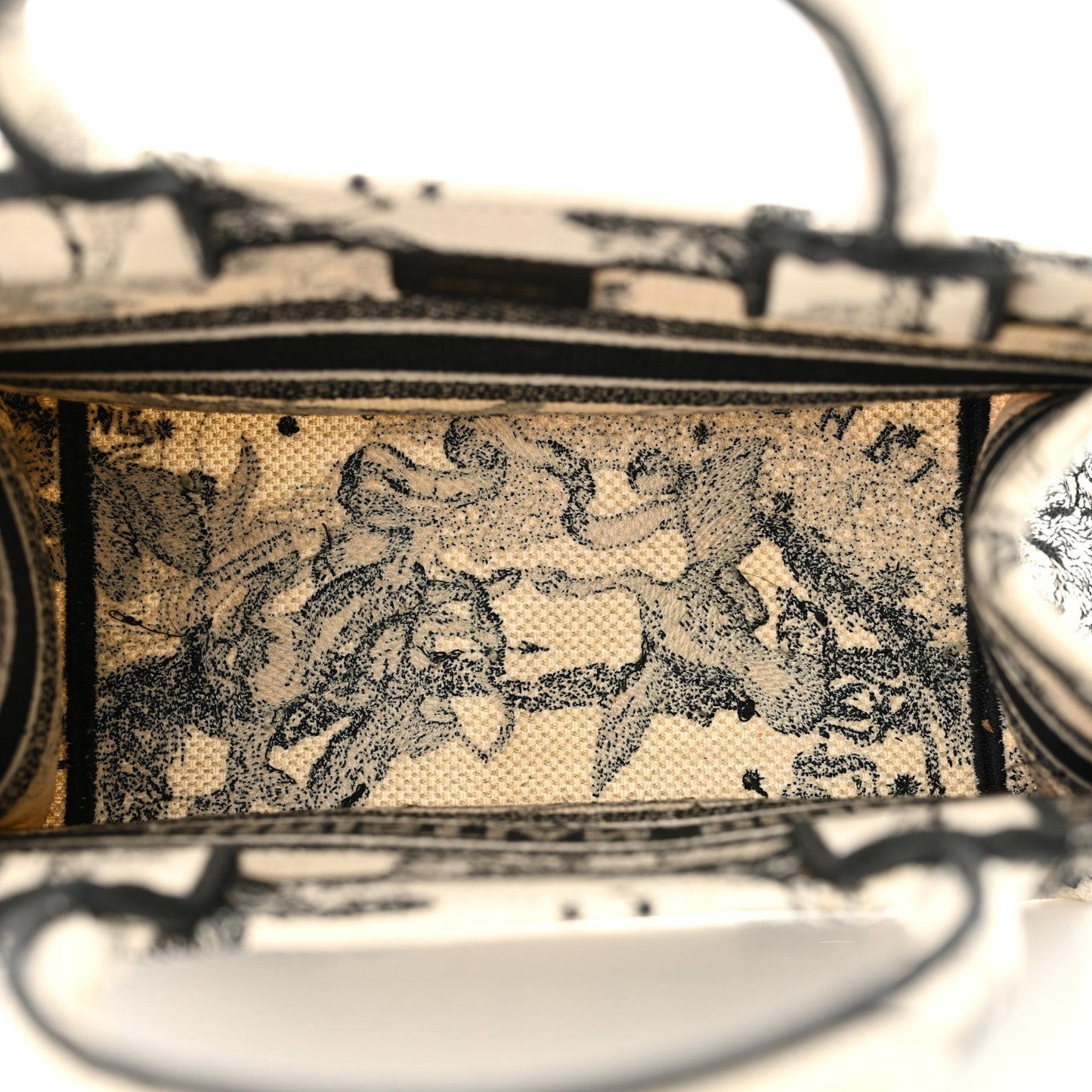 Canvas Embroidered Small Zodiac Toile De Jouy Book Tote Latte