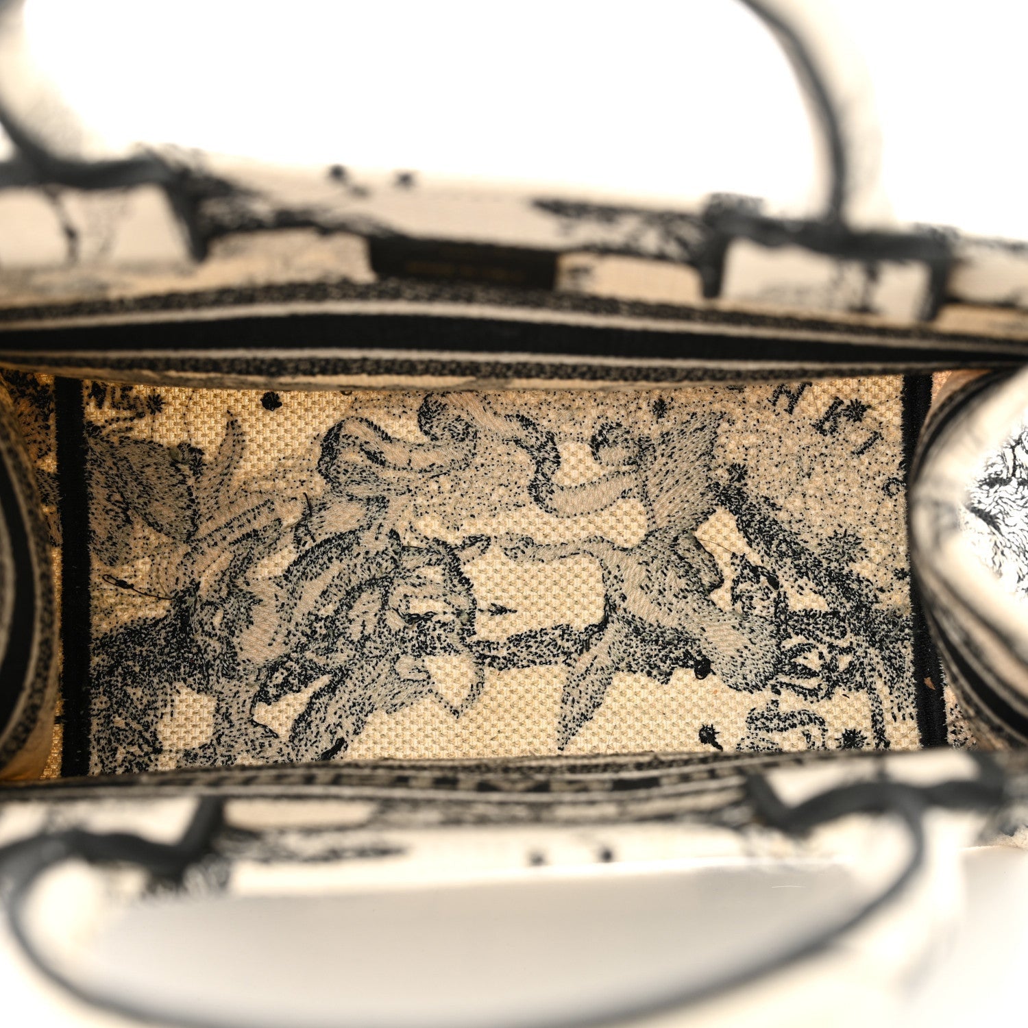Christian Dior Canvas Embroidered Small Zodiac Toile De Jouy Book Tote Latte 5 of 7