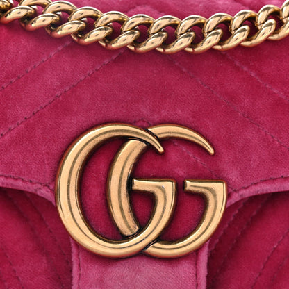 Gucci Velvet Matelasse Mini GG Marmont Shoulder Bag Light Raspberry Rose 8 of 11