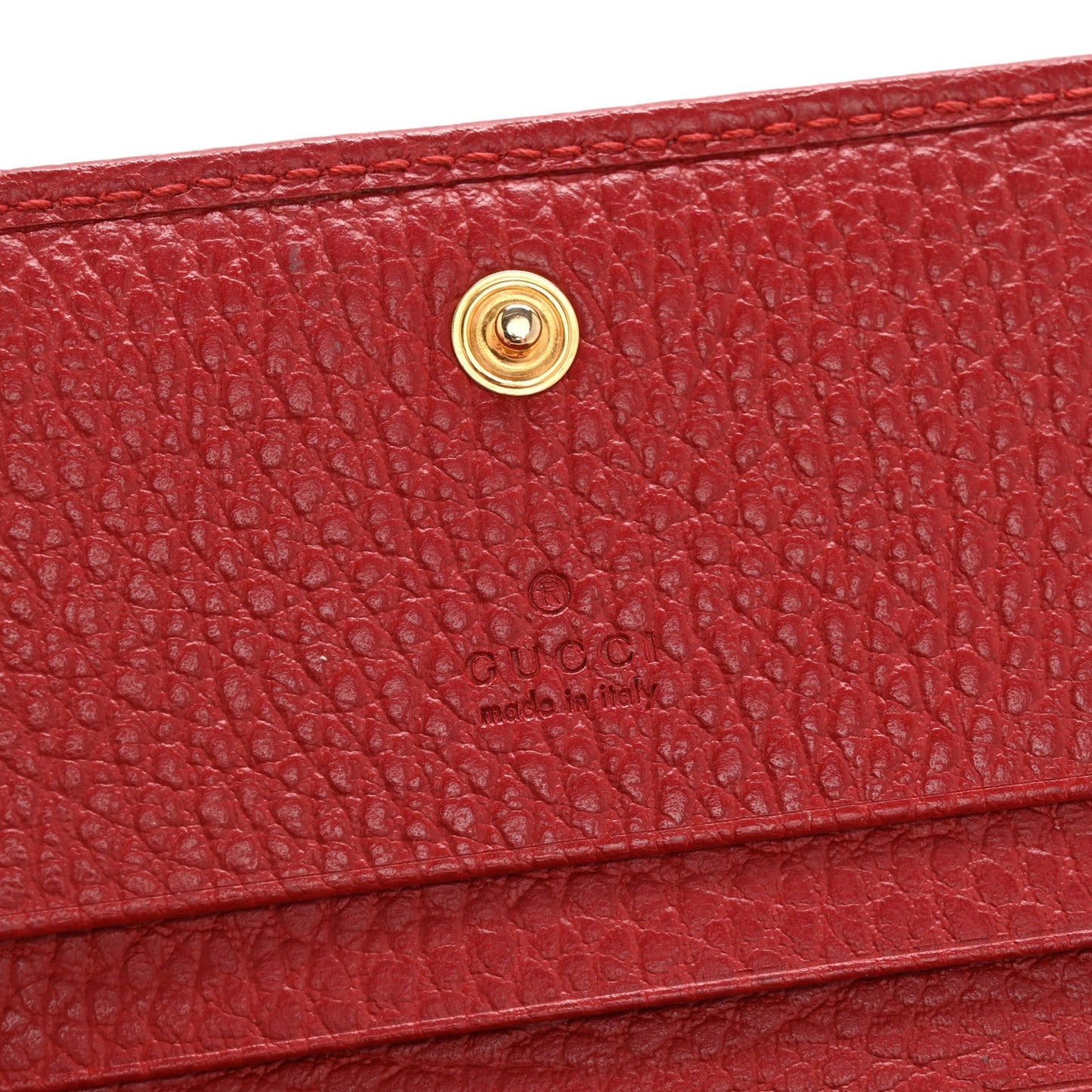 Pebbled Calfskin GG Marmont Card Case Hibiscus Red