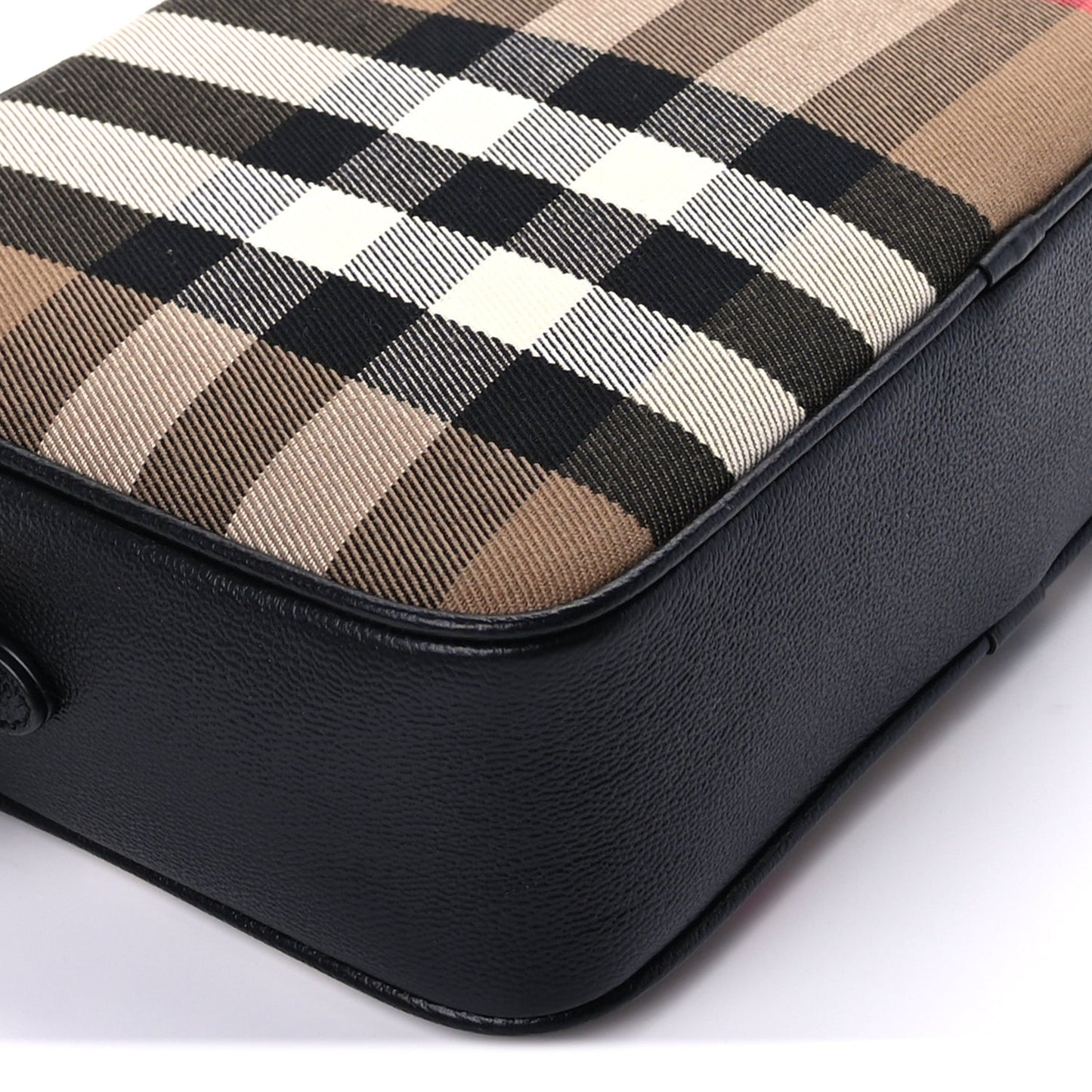 Calfskin House Check Medium Camera Bag Black