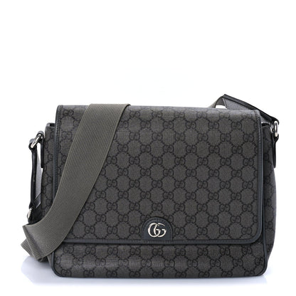 Gucci Tender GG Supreme Monogram Textured Dollar Calfskin Ophidia Messenger Bag Grey Black Graphite Grey 1 of 7