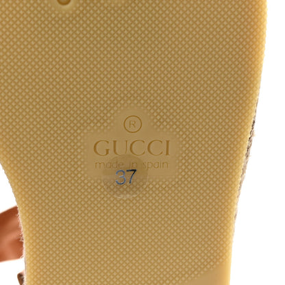 Gucci Canvas Damita GG Eyelet Espadrille Wedge Sandals 37 Blondie Cognac 7 of 7