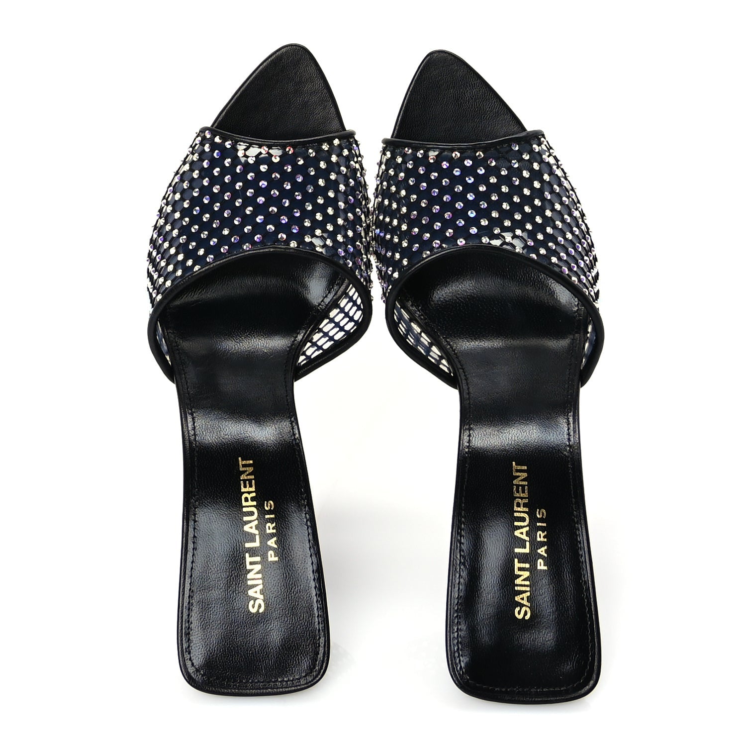Saint Laurent Mesh Strass Giqua 95 Mule Sandals 38.5 Black 7 of 8