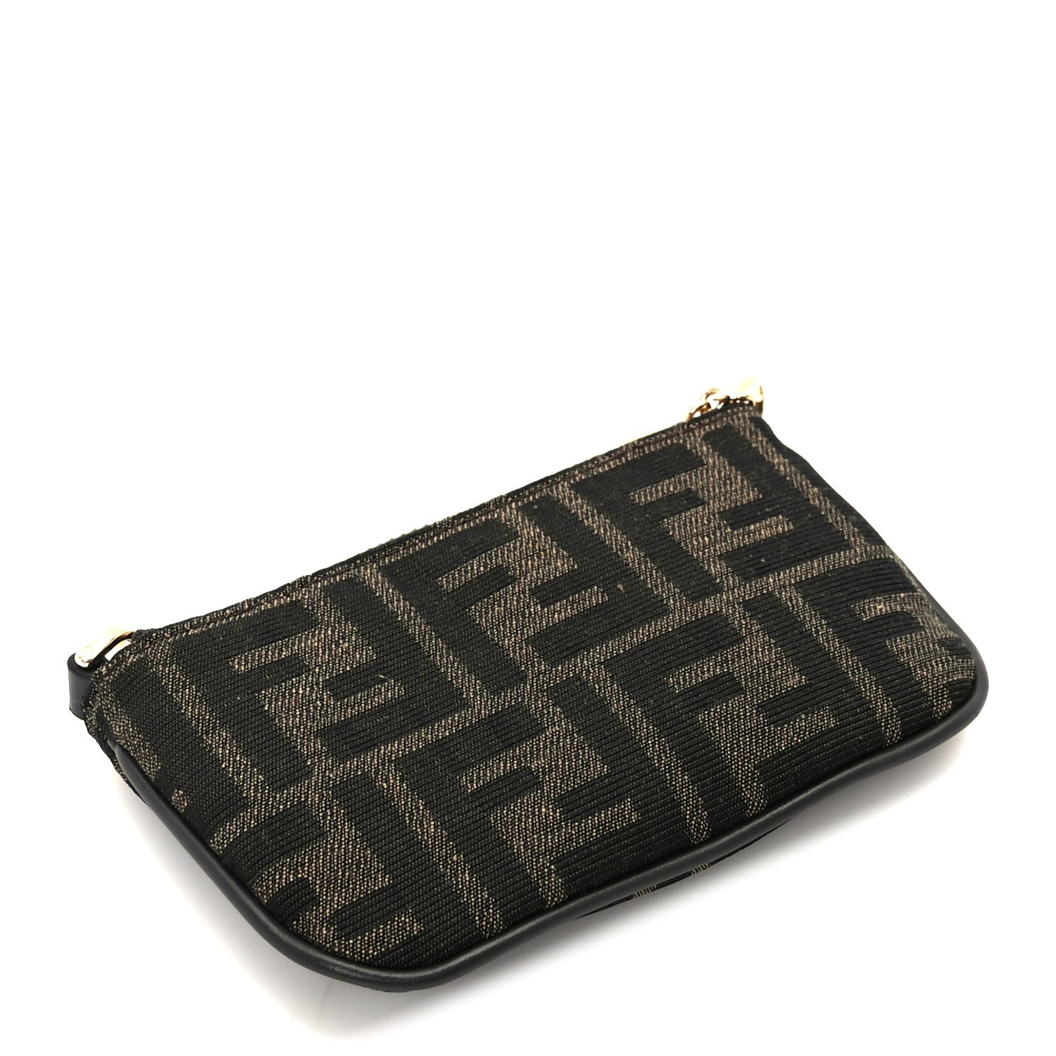 Fendi Fabric Jacquard Mini Flat Pouch  Tobacco Brown Real Ebony 3 of 8
