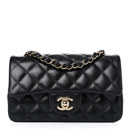 Chanel Lambskin Quilted Mini Rectangular Flap Black 1 of 11