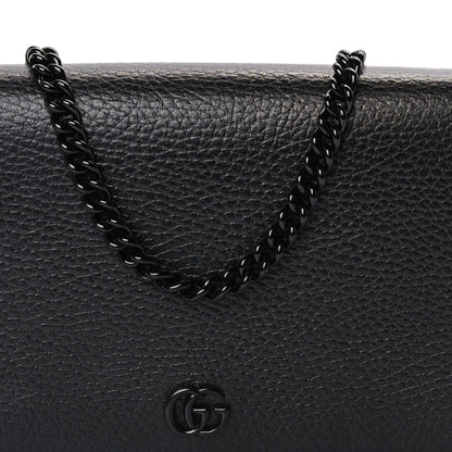 Gucci Dollar Calfskin Enamel Monochrome Mini GG Marmont Chain Wallet Black 6 of 8