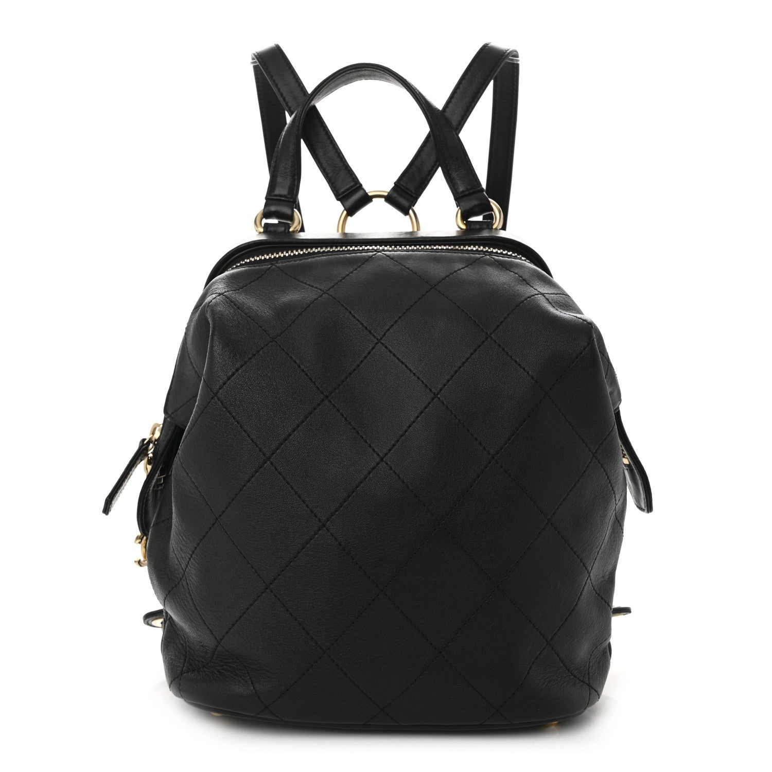 Chanel Calfskin Stitched Frame Backpack Black 1 of 10