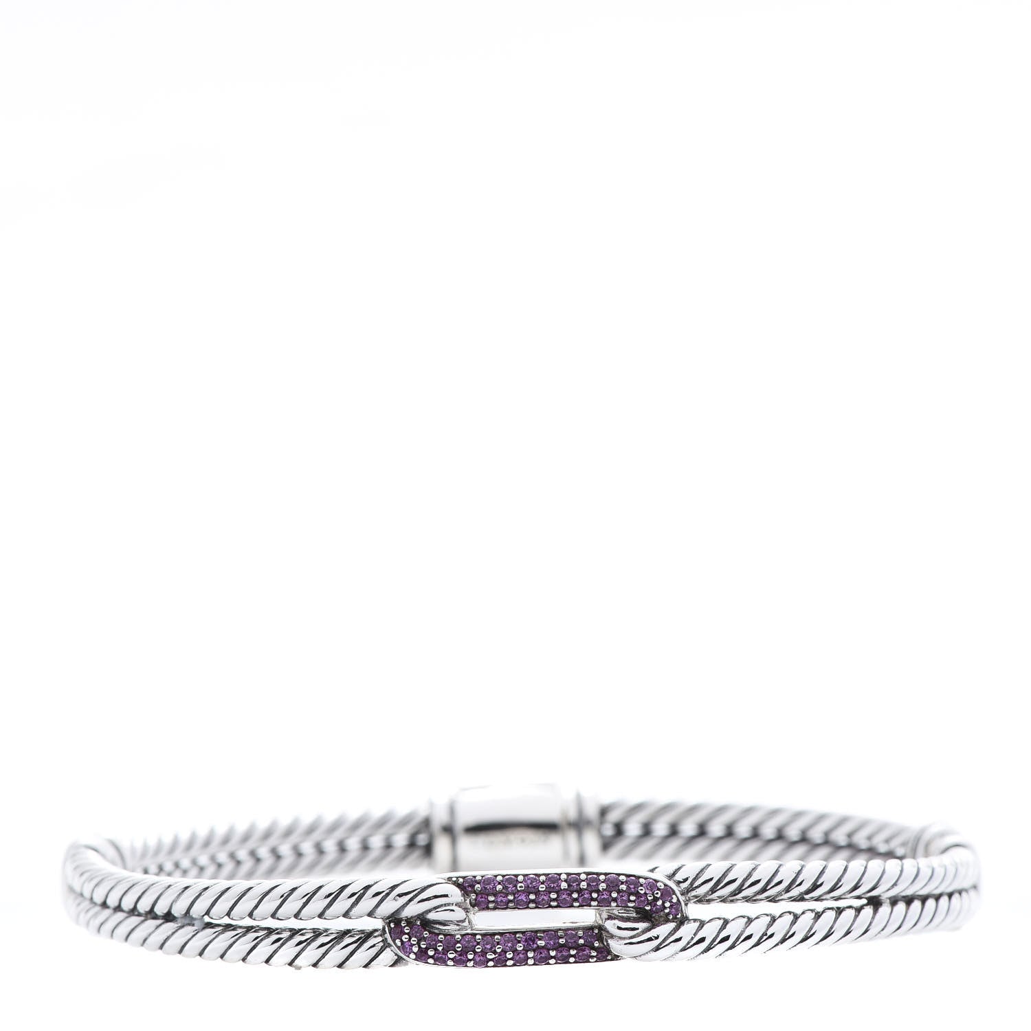 David Yurman Sterling Silver Pave Pink Sapphire 7mm Mini Loop Labyrinth Bracelet 1 of 5