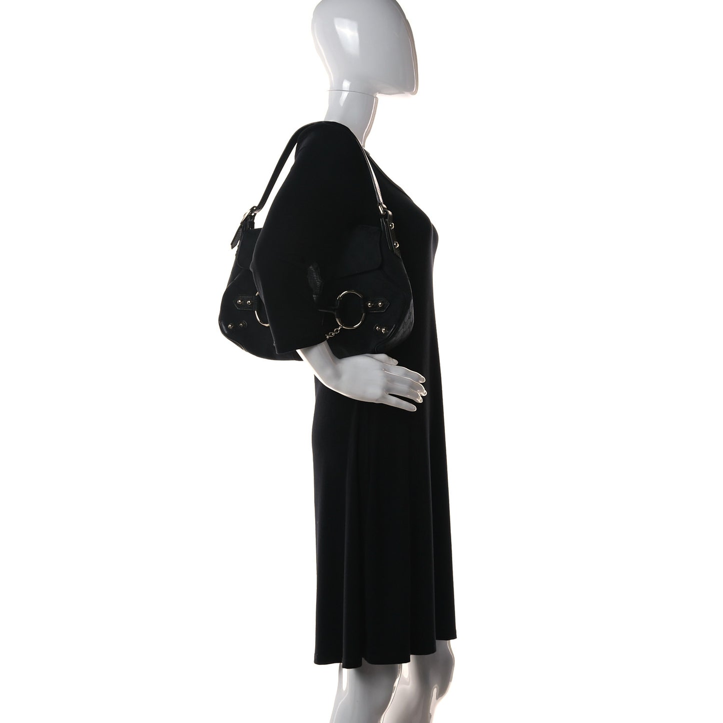 Monogram Horsebit Web Flap Bag Black Beige