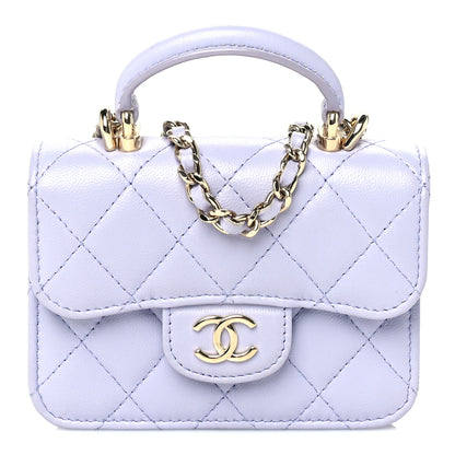 Chanel Lambskin Quilted Top Handle Flap Coin Purse With Chain Light Purple 1 of 9