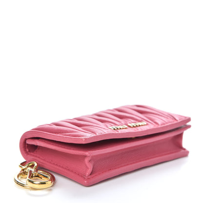 Miu Miu Nappa Matelasse Flap Card Holder Key Ring Peonia 4 of 10