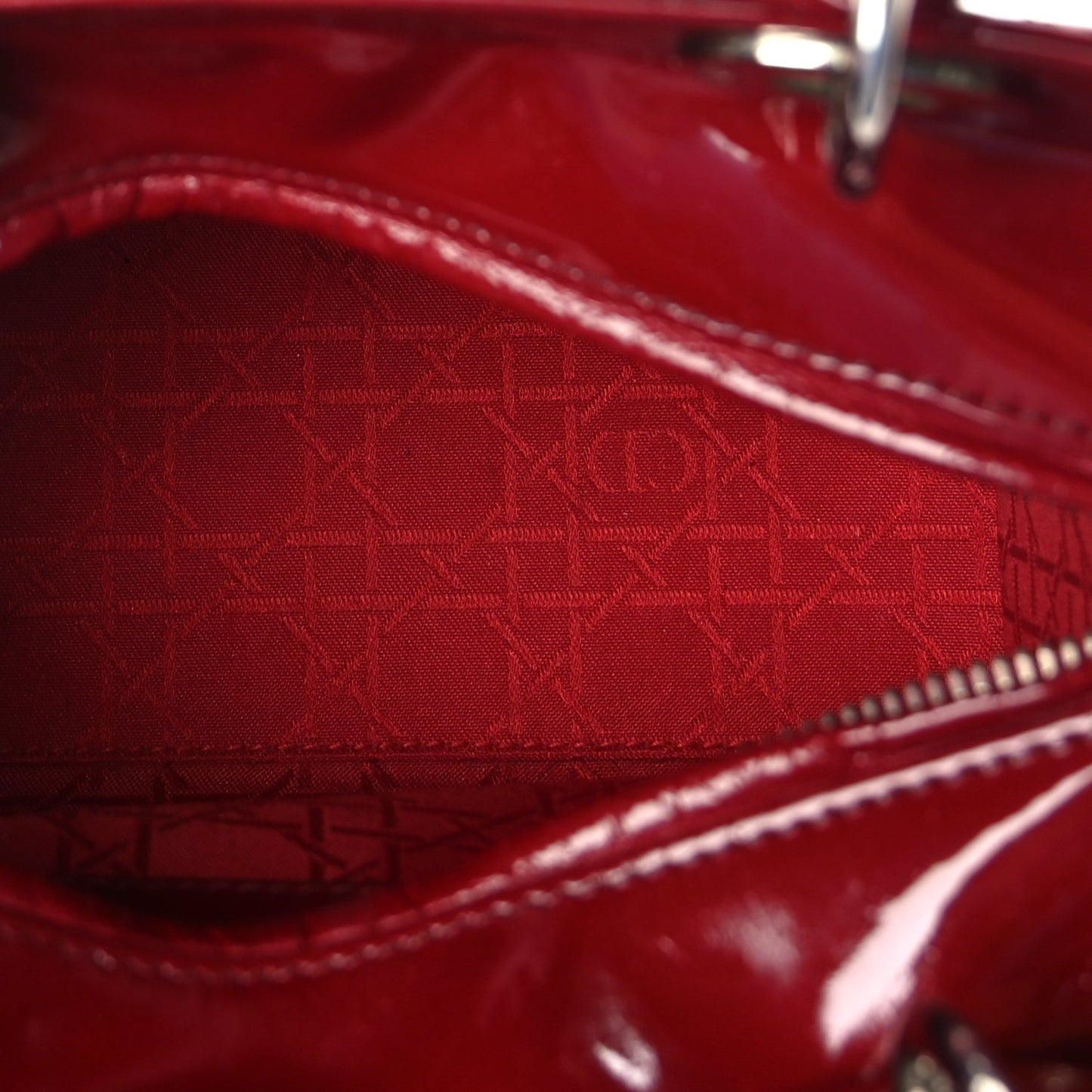 Patent Cannage Medium Lady Dior Red