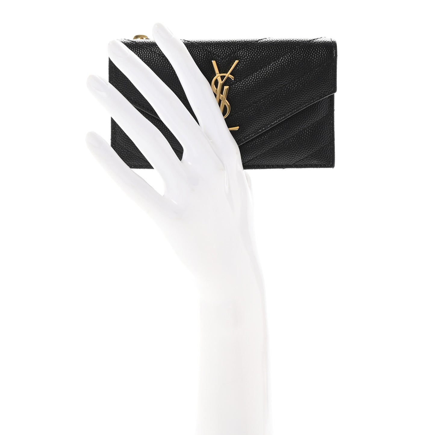 Grain De Poudre Matelasse Chevron Monogram Compact Wallet Black