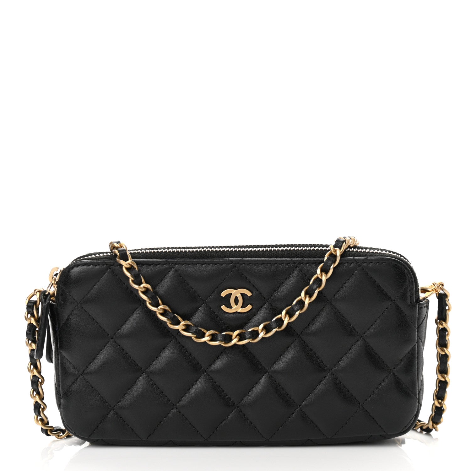 Chanel Lambskin Quilted Small Clutch With Chain Black 1 of 14