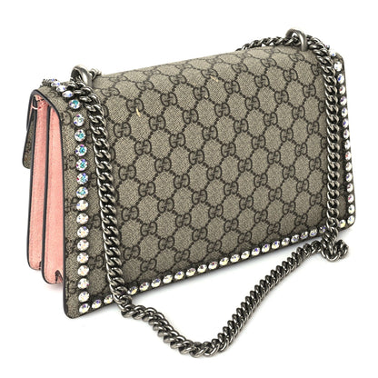 Gucci GG Supreme Monogram Suede Crystal Small Dionysus Shoulder Bag  Beige Ebony Light Peonia 2 of 8