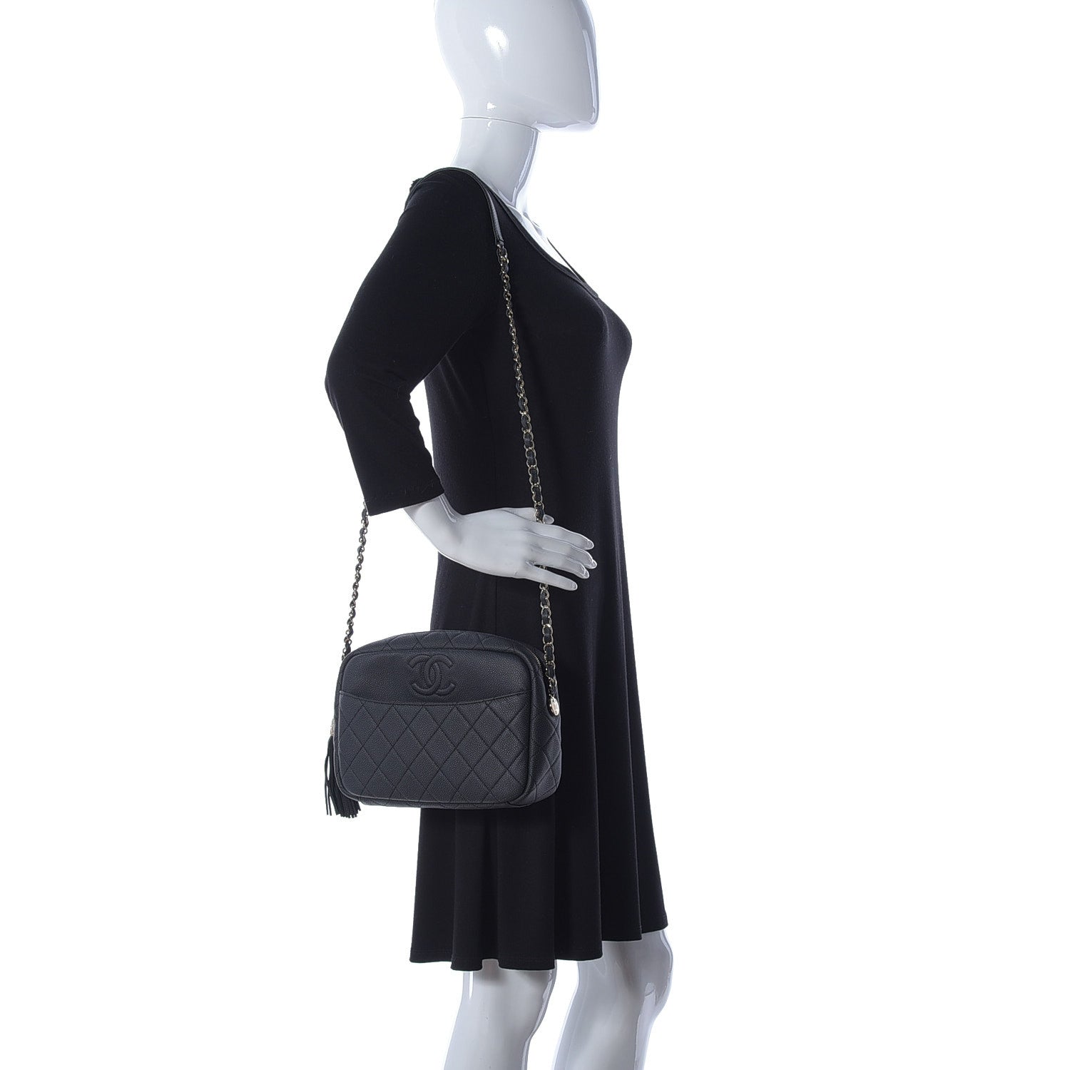 Chanel Iridescent Caviar Quilted Small Coco Tassel Camera Case Black 2 of 10