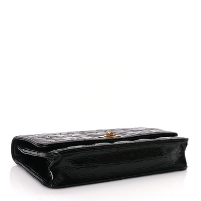 Chanel Crackled Patent Calfskin Puzzle Reissue Wallet On Chain WOC Black 3 of 9