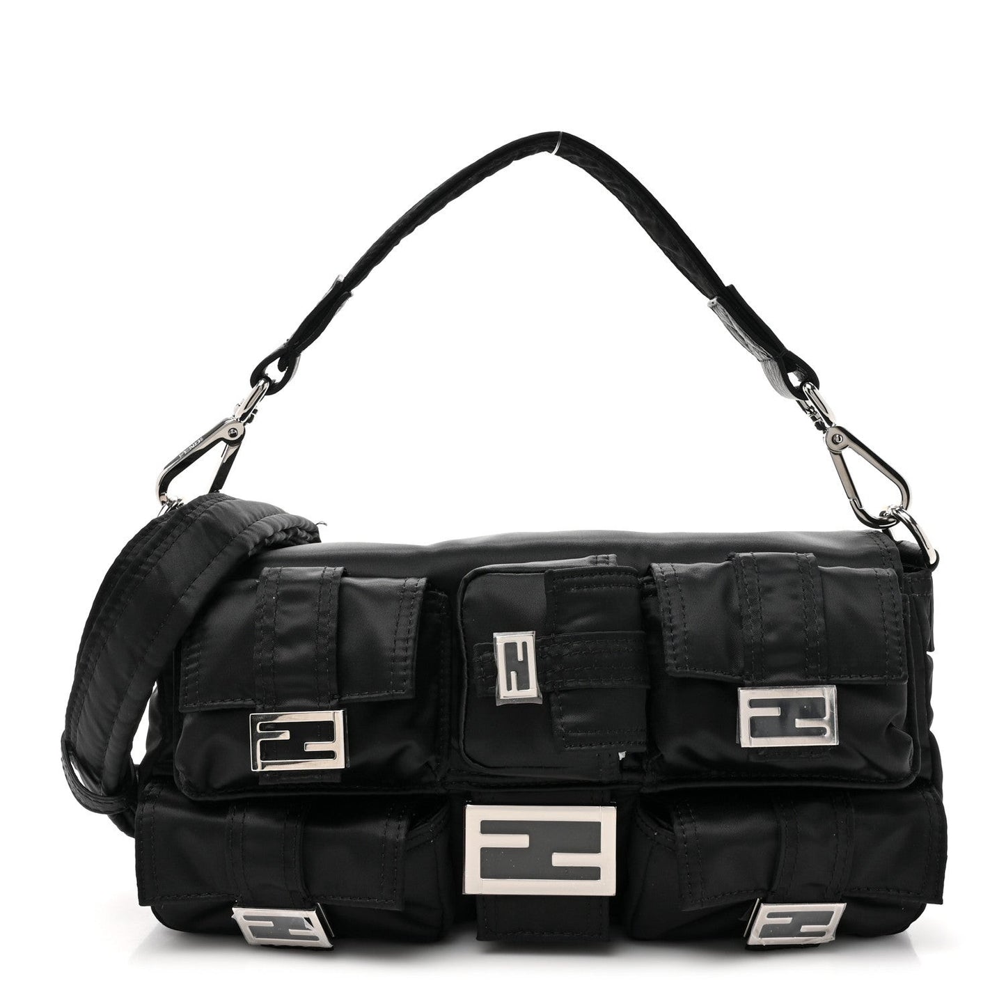 Econyl Cuoio Romano Multipocket Baguette Black