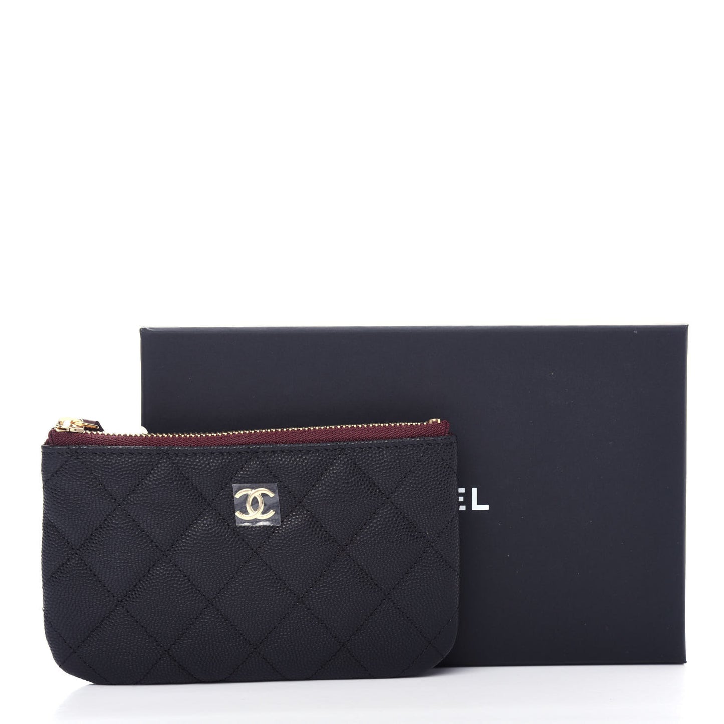 Caviar Quilted Small Cosmetic Case Black