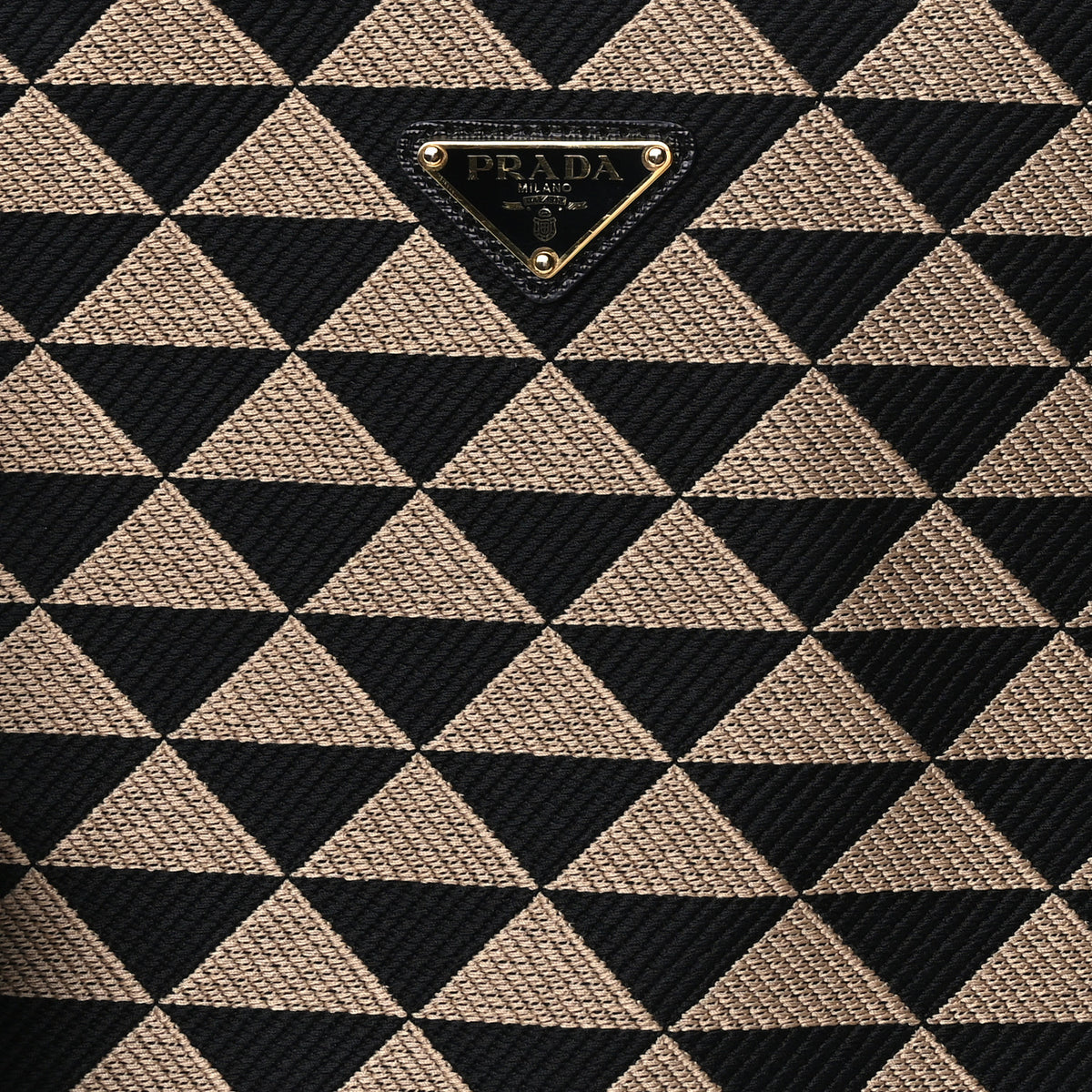 Prada Jacquard Saffiano Triangolo Symbole Embroidered Large Tote Black Corda 6 of 8