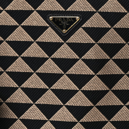 Prada Jacquard Saffiano Triangolo Symbole Embroidered Large Tote Black Corda 6 of 8