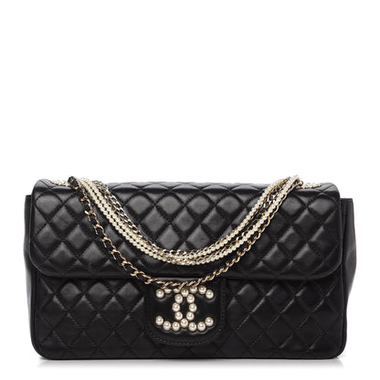 Chanel Lambskin Quilted Medium Westminster Pearl Flap Black 1 of 10
