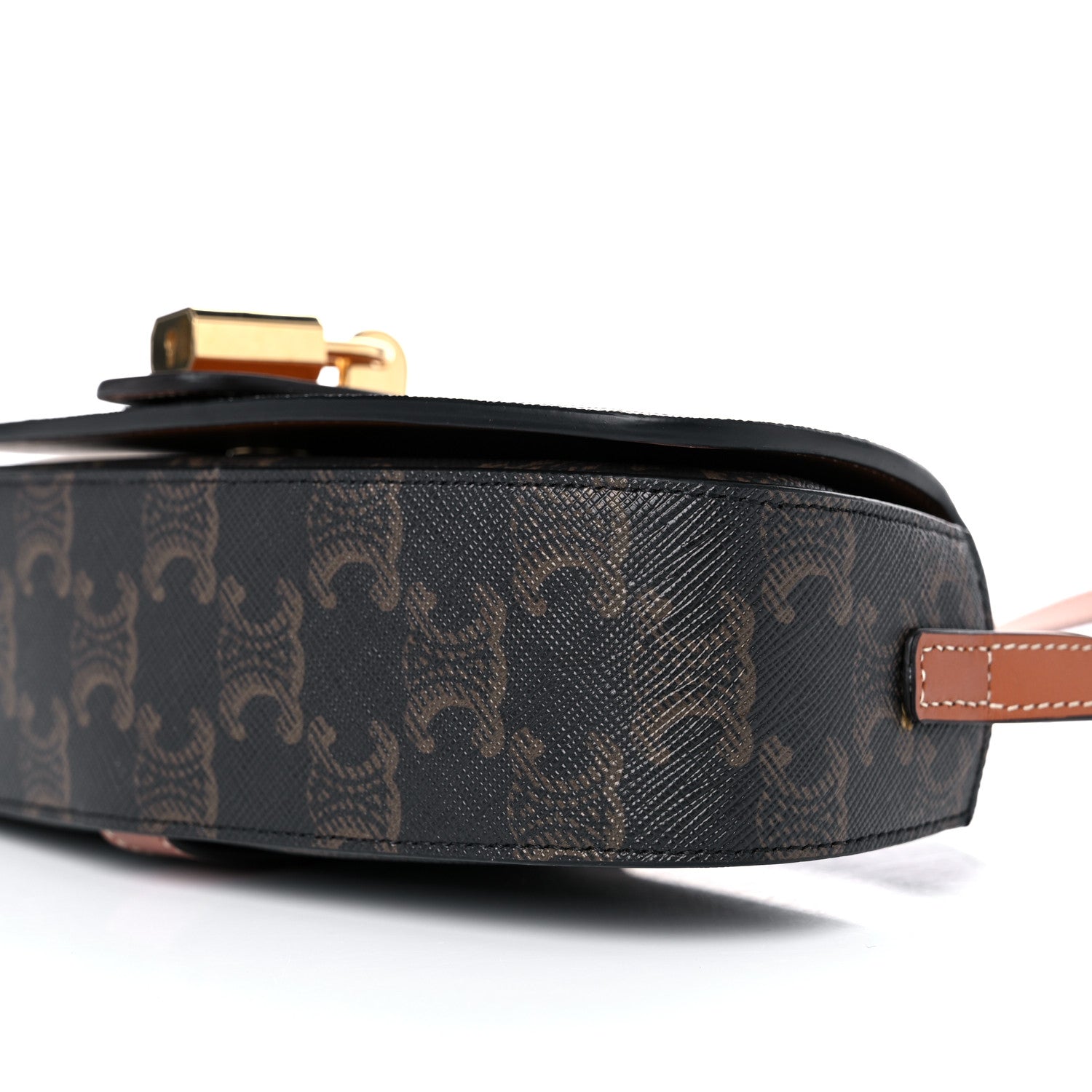 Celine Triomphe Canvas Calfskin Tabou Clutch on Strap Tan 6 of 8