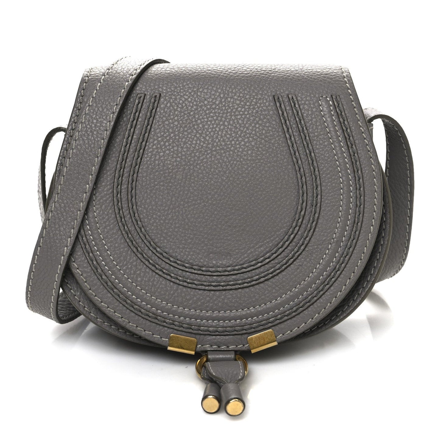 Calfskin Mini Marcie Round Crossbody Bag Cashmere Grey