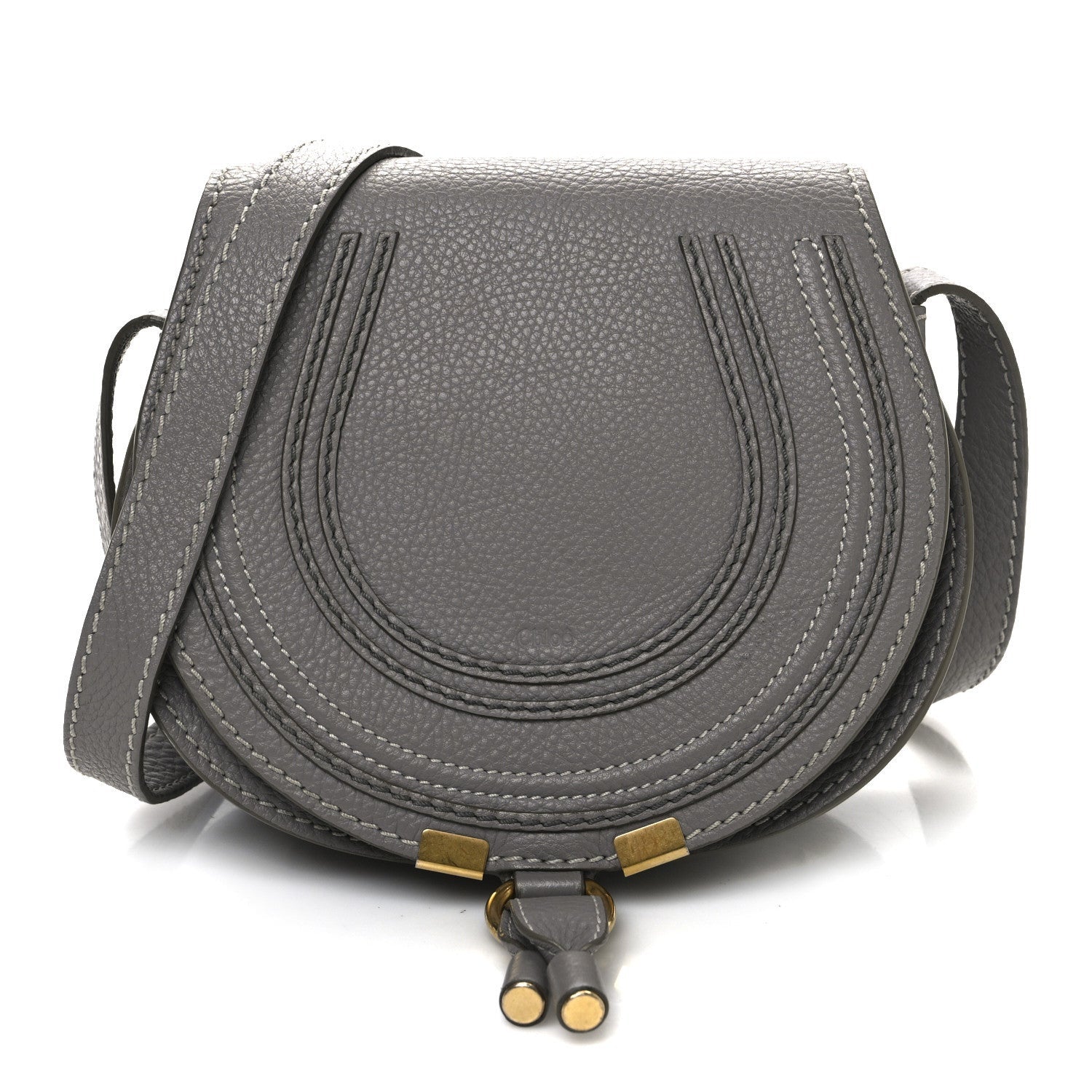 Chloe Calfskin Mini Marcie Round Crossbody Bag Cashmere Grey 1 of 7