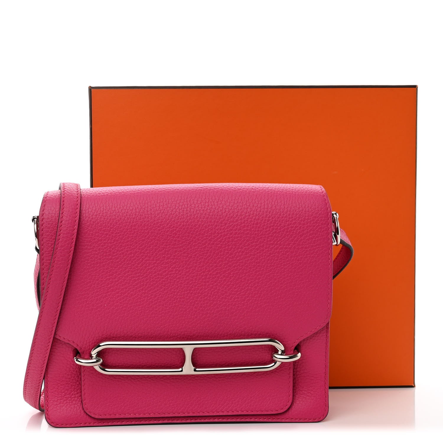 Hermes Taurillon Clemence Sac Roulis 23 Rose Shocking 11 of 11
