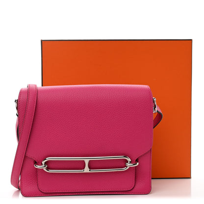 Hermes Taurillon Clemence Sac Roulis 23 Rose Shocking 11 of 11