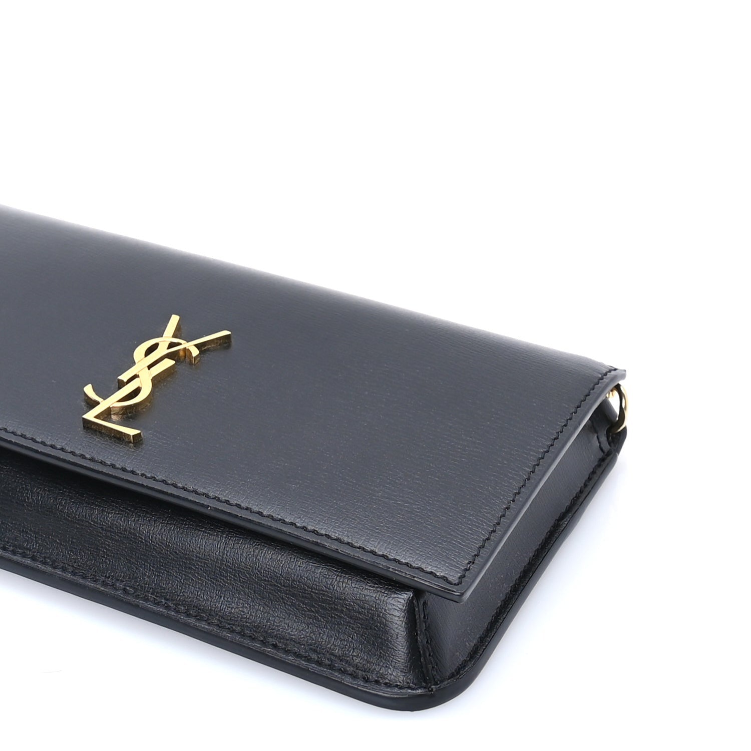Saint Laurent Calfskin Monogram Cassandre Phone Holder With Strap Black 8 of 8