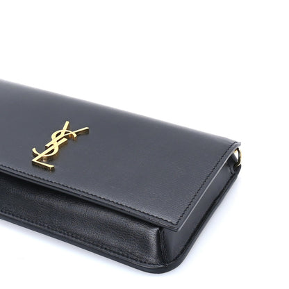 Saint Laurent Calfskin Monogram Cassandre Phone Holder With Strap Black 8 of 8
