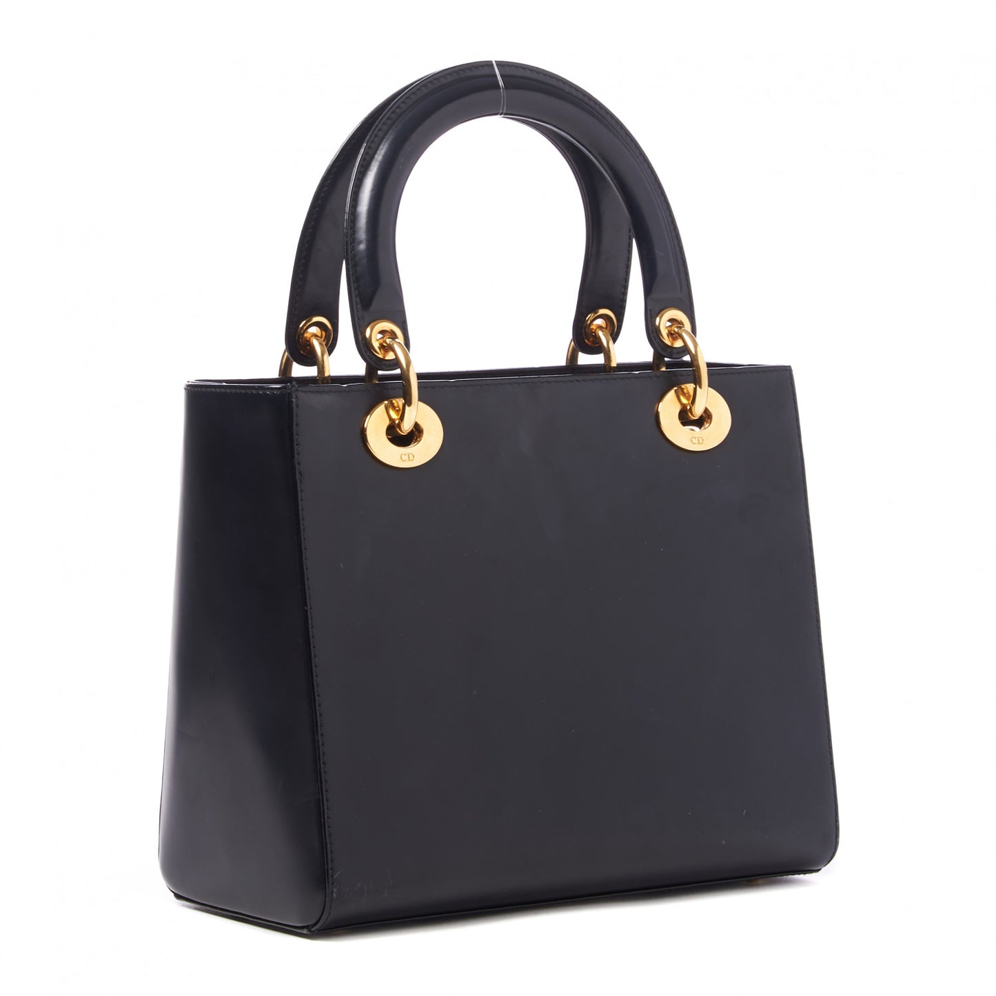 Glazed Calfskin Medium Lady Dior Black