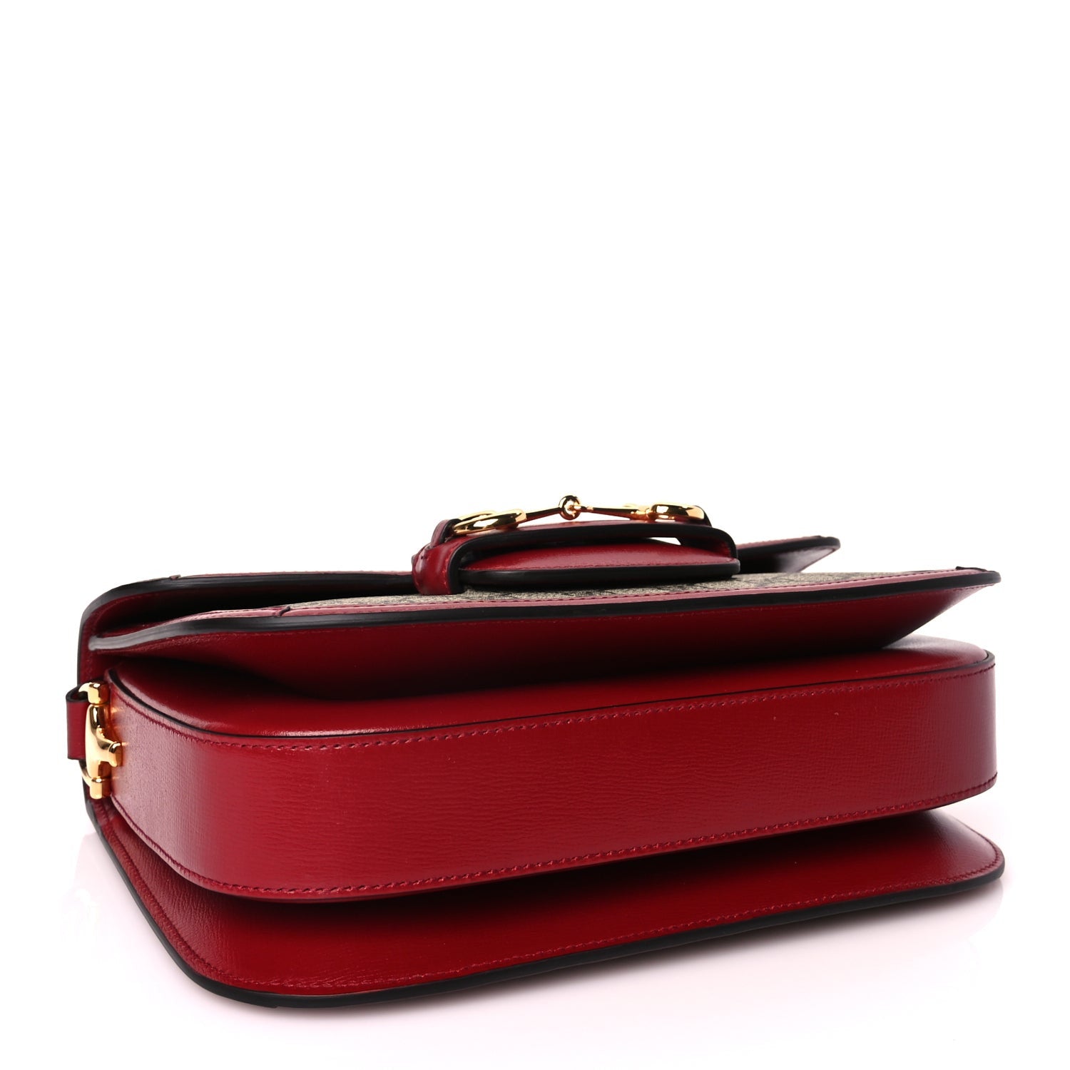 Gucci GG Supreme Monogram Azalea Calfskin Horsebit 1955 Shoulder Bag Beige Ebony New Cherry Red 3 of 10