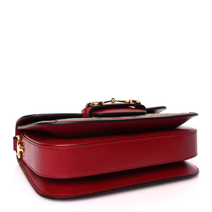 Gucci GG Supreme Monogram Azalea Calfskin Horsebit 1955 Shoulder Bag Beige Ebony New Cherry Red 3 of 10