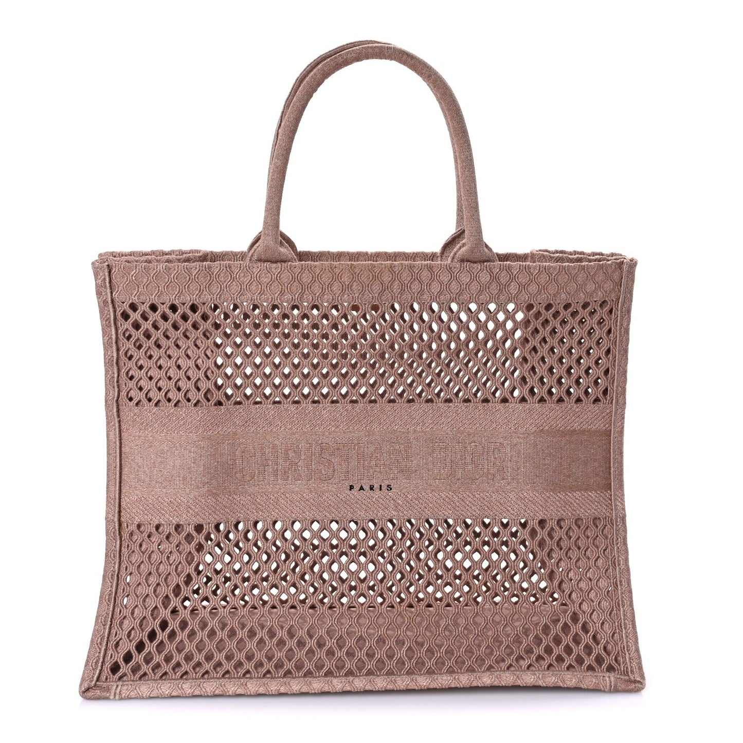 Mesh Embroidered Large Book Tote Clay