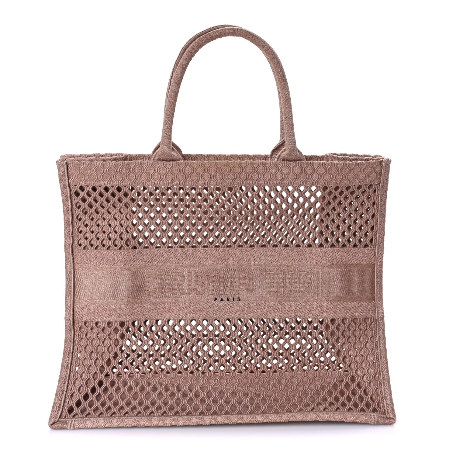 Christian Dior Mesh Embroidered Large Book Tote Clay 1 of 7