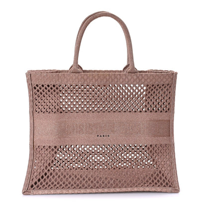 Christian Dior Mesh Embroidered Large Book Tote Clay 1 of 7