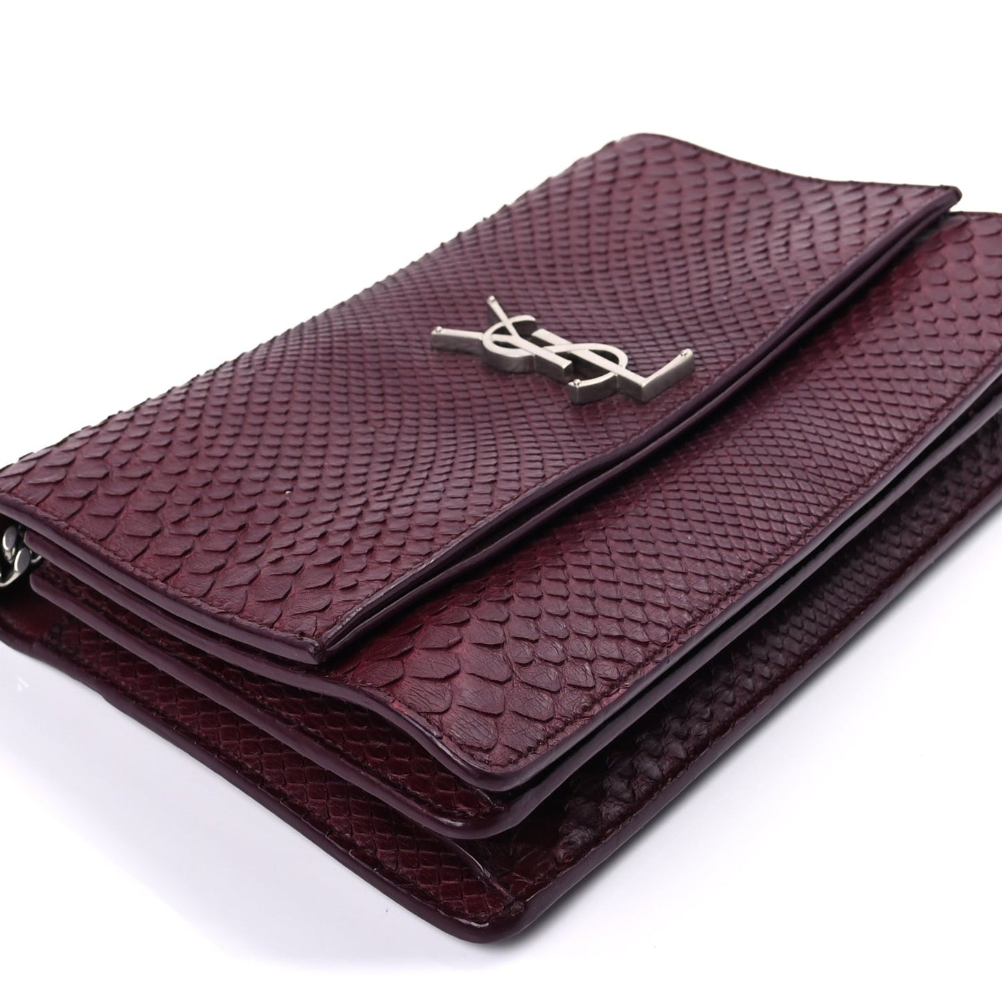 Snakeskin Medium Classic Monogram Satchel Burgundy