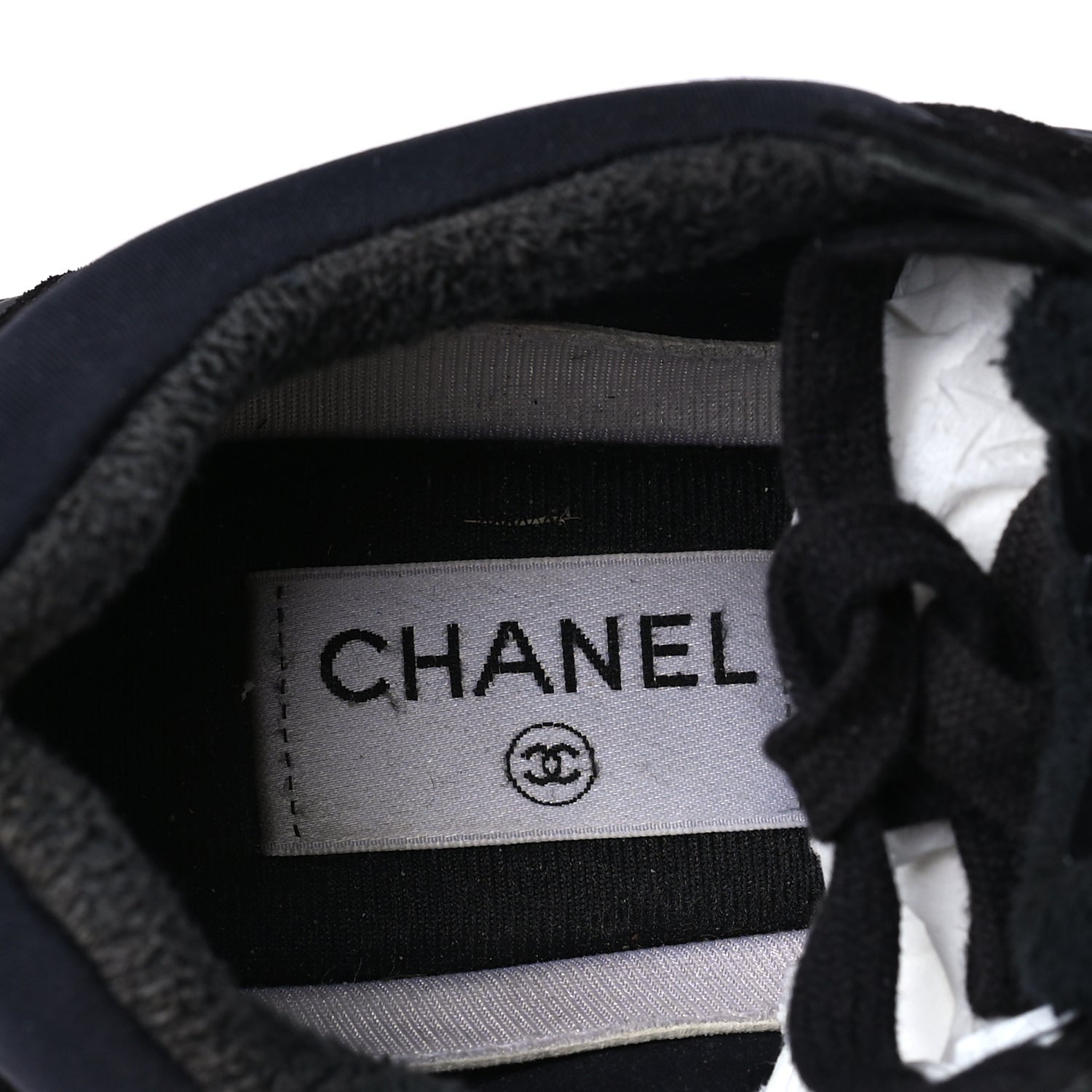 Chanel Fabric Calfskin Suede CC Sneakers 38 Black 7 of 7