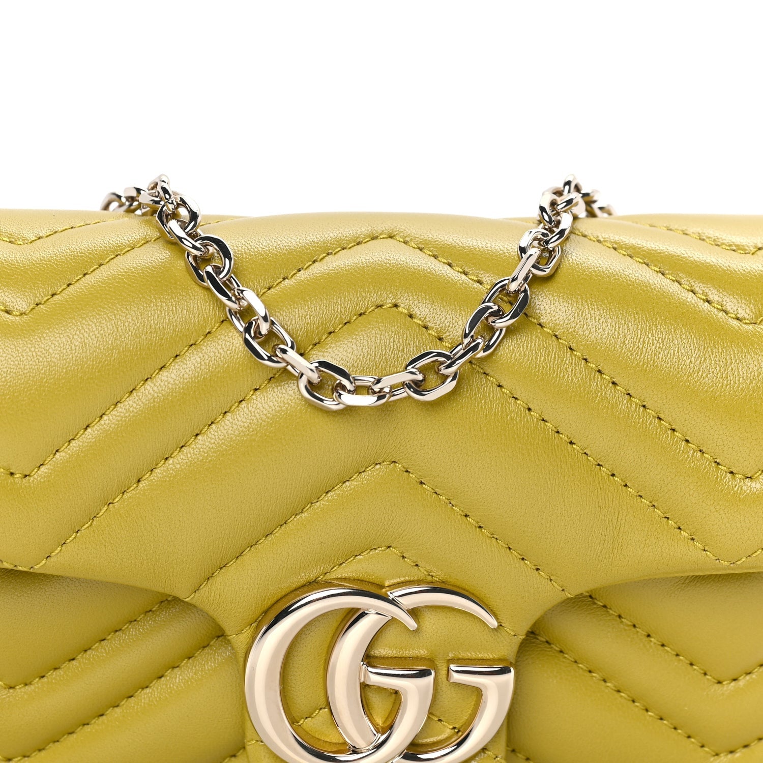 Gucci Lambskin Matelasse Mini GG Marmont Shoulder Bag  Yellow 6 of 7