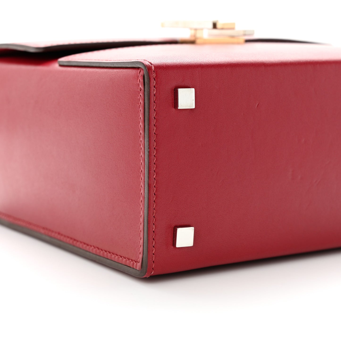 Villandry Calfskin Cinhetic Boxy Top Handle Bag Rubis