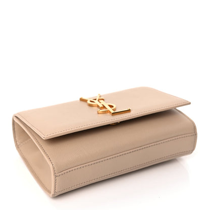 Saint Laurent Grain De Poudre Small Monogram Kate Satchel  Nude Powder 3 of 9