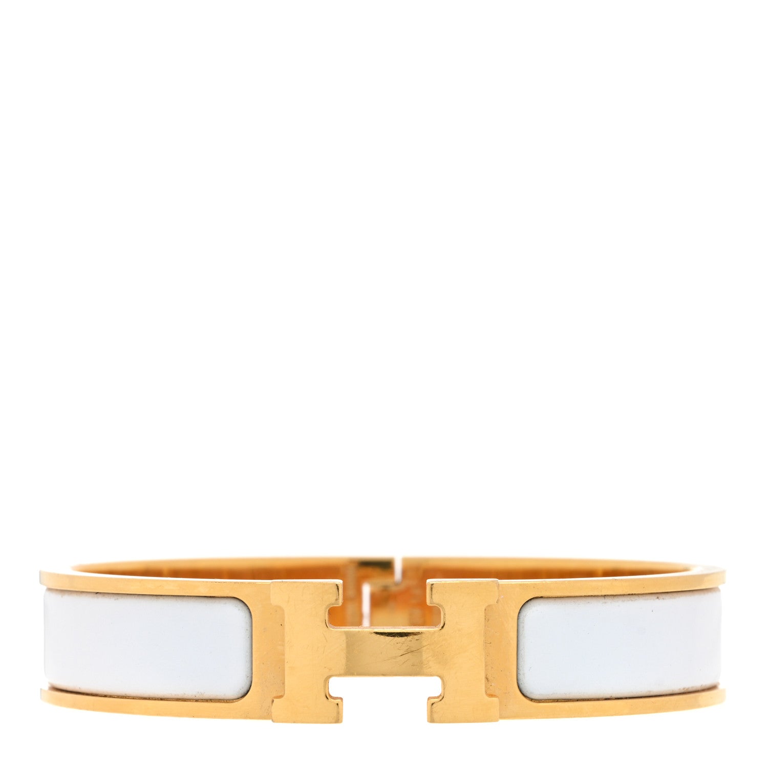Hermes Enamel Narrow Clic Clac H Bracelet PM White 1 of 3